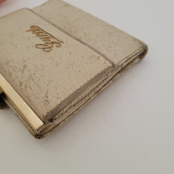 GUCCI Leather Card Bill Coin Wallet Medium Logo Bifold White Bone Compact Vintag - Picture 14 of 14
